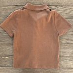 Brandy Melville Womens Brown Caroline Short Sleeve Button Front Collared Top OS Photo 3