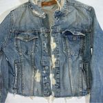 GRLFRND Cara Blue Denim Jacket Size XS Distressed USA Designer Raw Hem Photo 4