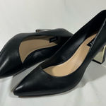 DKNY ELIE LEATHER WOMENS PUMPS W/GOLD TRIM 3” BLOCK HEEL SZ 10 BLACK NEW Photo 0