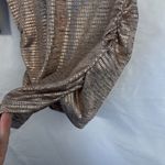 By & By Scrunched Waist Metallic Shimmer Keyhole Neckline Top Size Small Brown Photo 5