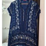 Johnny Was  Kones Blue Embroidered Tunic Photo 1