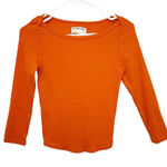 We The Free Lucy Layering Top Orange 3/4 Sleeves Slightly Cropped Boatneck XS Photo 0