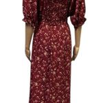 Mod Lusive Rayon Burgundy Floral Print Smocked Back Puff Sleeve Maxi Dress XL Red Photo 3