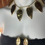 Signed Joanne’s Cooper Got Ciner Willow Leaf Matching Necklace & Clip On Earrings Photo 1