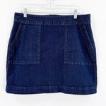 Ann Taylor LOFT Blue Pockets Back Zip Closure Denim Casual Mini Skirt Size 14 Photo 0