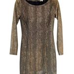 NIKIBIKI bodycon black/golden short dress size Small long sleeves NWOT Photo 0