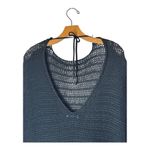 ZARA  Sweater Women Small Black Open Knit‎ V Back Fringe Sides Short Sleeve Tunic Photo 3