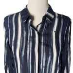 Habitat  Clothes to Live In Top Womens XS‎ Blue Striped Button Down Coastal Photo 2