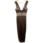 NWT Mandalay Brown Silk Beaded Sequin Maxi Long Gown Evening Formal Dress Size 8 Photo 4