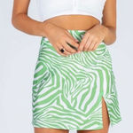 Princess Polly Clueless Zebra Print Mini Skirt Green and White Size 0 Photo 0