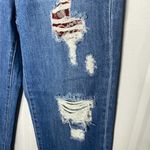 Vince Camuto  High Rise Straight Leg Patchwork Ripped Jeans Blue 29/8 Distressed Photo 8