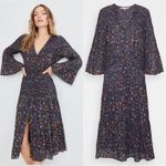 Veronica Beard NWT Shireen Button-Front Floral Print Pleated Dress in Ink Sz 2 Photo 6