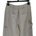 PaperMoon  Womens Flat Front High-Rise Straight Leg Cargo Pants‎ Gray Sheen Small Photo 3