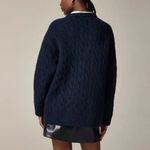 J.Crew Relaxed Cable knit Cardigan Merino Blend Sweater Navy Size L-XL NWT Photo 1