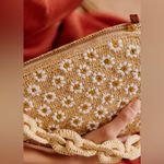 Sézane Isabelle Raffia Embroidered Daisy Bag Chain Flowers Cream White EUC Photo 9