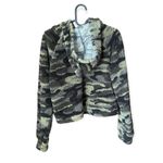 Hippie Love Women’s Cropped Camo Hoodie Size M Fuzzy Sherpa Pullover Photo 1