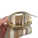 Vintage TJW by Mervyn’s Striped Wide Fabric Gold Octagon Buckle Belt Tan Photo 2