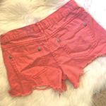 Free People Distressed Coral  Denim Shorts Photo 3