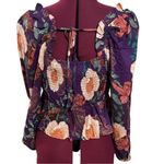 Band of Gypsies BAND OF THE FREE Floriane Pinch Front Puff Sleeve Cropped Top Floral NWT Medium Photo 7