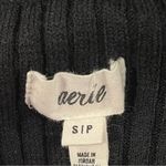 Aerie 🍒 BLACK RIBBED COLLARED V-NECK CARDIGAN SWEATER SIZE SMALL🌺 Photo 3