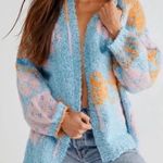 Free People Women’s Gather Me Cardigan Sweater Blue Oversized Size Medium Photo 0