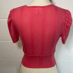 Better Be  Coral Cropped Puff Sleeve Wrap Shirt Photo 4