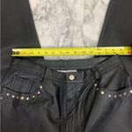 Vintage 100% Leather Black High Rise Straight Leg Pants Studded Detail 28 waist Photo 2