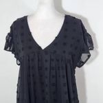 Entro  Black Babydoll Dress with Swiss Dot Pattern Size Small Black Mini Dress Photo 2