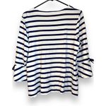 Chico's  Womens Blue Striped Flare Sleeve Square‎ Neck Top sz 1P Nautical Preppy Photo 3