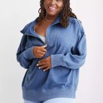 Aerie NWT Blue  Down To Earth Quarter Zip Photo 0