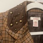 Sundance Brown Plaid Wool BlazerStudded Collar Boho Academia Grunge size 6 Photo 9