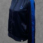 Puma | Navy Blue Stripe Track Long Sleeve Full Zip Athletic Jacket Size L Photo 1