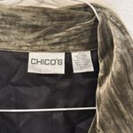 Chico's Womens Velvet Jacket Blazer Size 1 Silk Blend Green Long Sleeve Lined Photo 2