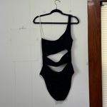 Aerie  Crinkle Cut Out One Shoulder One Piece Swimsuit‎ Black XL Photo 1