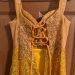 Sequin Short Homecoming Dresses for Teens Off The Shoulder Lace Corset Sparkly Prom Cocktail Gowns with Slit Yellow Size 6 Photo 3