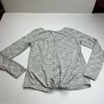 Zyia  Active Women Large Light Heather Grey Gray Split Back Long Sleeve Top Shirt Photo 7