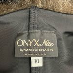 Onyx Nite  Black Velvet Maxi Dress Faux Fur Trim Off Shoulder Long Sleeve 14 USA Photo 9