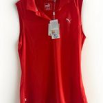 Puma Womens Medium Pounce Red Tomato Sleeveless Golf Polo Shirt Cool Max Photo 3