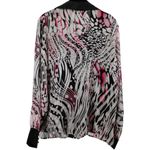 Bob Mackie  Wearable Art Silk Long Sleeve Button up Chic Classy Elegant Blouse M Photo 5