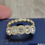 Belk NWT Gold Over Fine Silver Plated Crystal Halo and Band 2 Piece Ring Set Photo 3