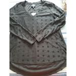 Bobeau  Top Black V-Neck Long Sleeve Flocked Hearts Hi-Low Hem Womens Size (L) Photo 5