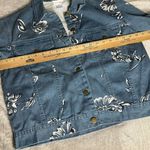 vintage festival feminine Denim Jean Jacket Button Font Floral Small country Blue Photo 7