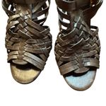 Tory Burch Shoes Womens Size 7.5M Brown Leather Woven High Heel Sandals Strappy Photo 2