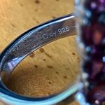 Natural Rhodolite Garnet Sterling Silver Cocktail Ring Size 5.75 Purple Photo 5
