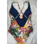 Bleu Rod Beattie Bleu One Piece Criss Cross‎ Swimsuit Womens XL Ring Tropical Floral Print Resort Photo 2