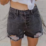 Savanna Jane NEW rhinestone fringe black shorts Sz M Size M Photo 0