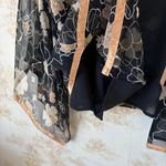 Vintage whimsigoth silk black gold floral beaded sheer bell sleeve cardigan top Size M Photo 6