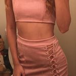 Suede Pink Two Piece Outfit Photo 2