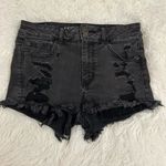 American Eagle AE black rinsed fade, exposed crochet pocket shorties Photo 1