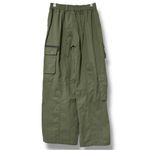 Flamingo  size medium hunter green elastic waist wide leg cargo pants pockets NWT Photo 8
